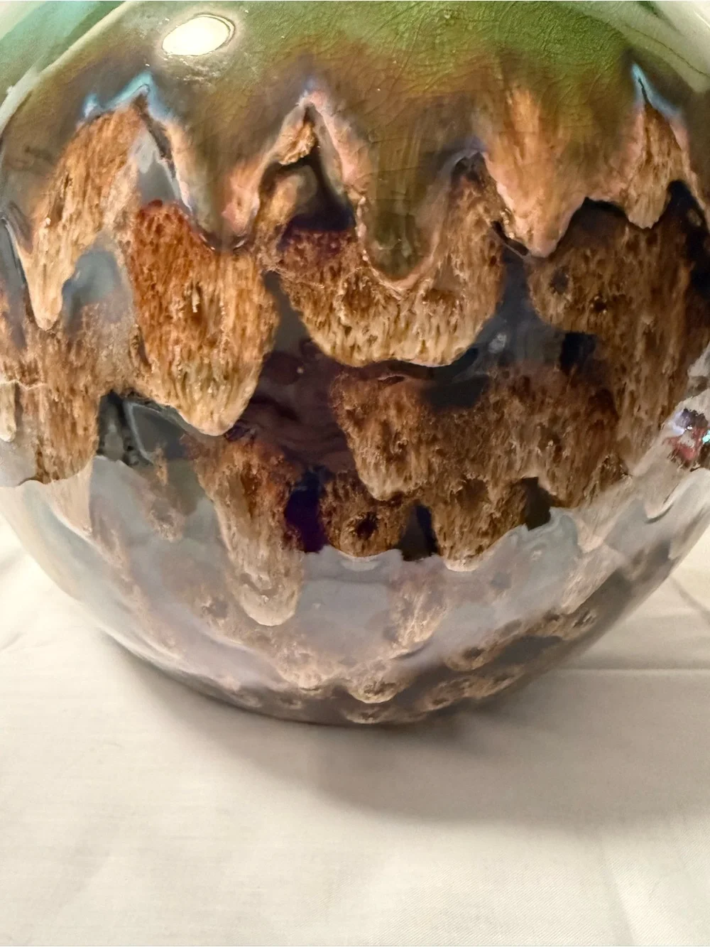 Green and Brown Ceramic Decorative Vase 12”